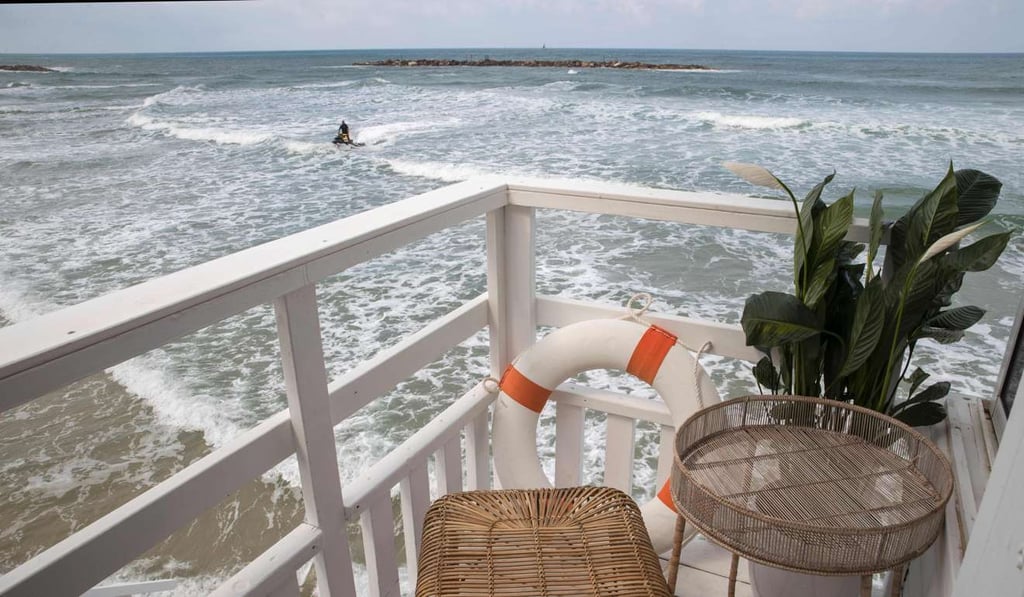 View from the luxury ocean-front hotel suite transformed from a lifeguard tower on Tel Aviv's Frishman Beach. Photo: AFP