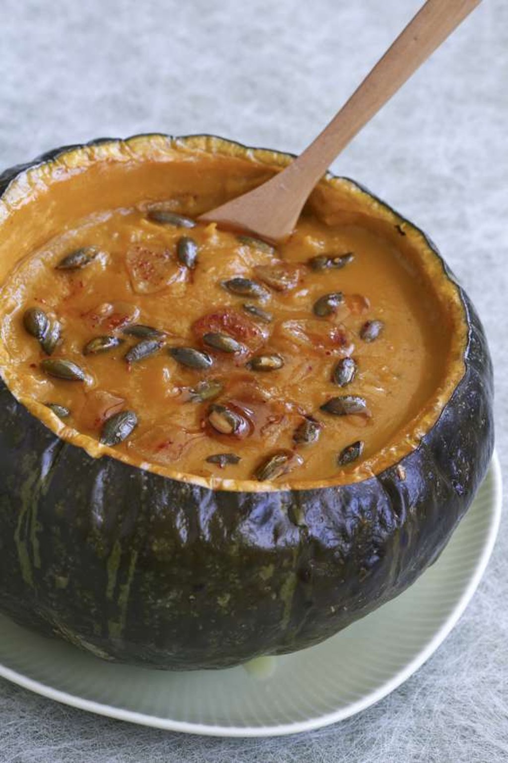 Kabocha with miso soup.