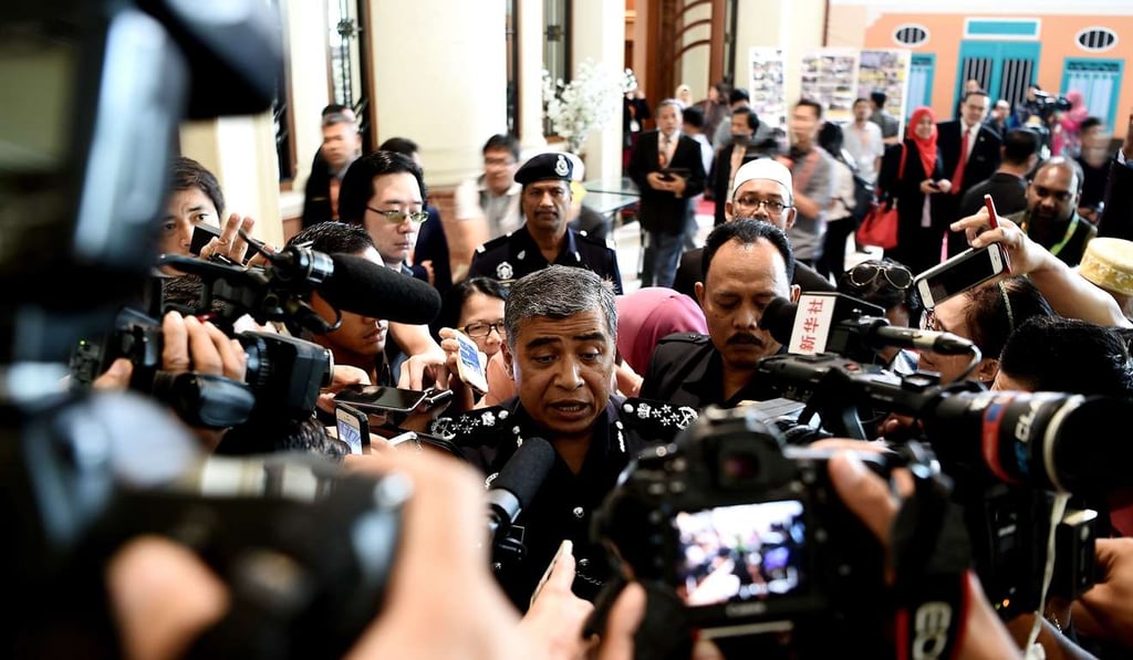 Royal Malaysian Police chief Khalid Abu Bakar speaks to members of the media. Photo: AFP Royal Malaysian Police chief Khalid Abu Bakar speaks to members of the media. Photo: AFP