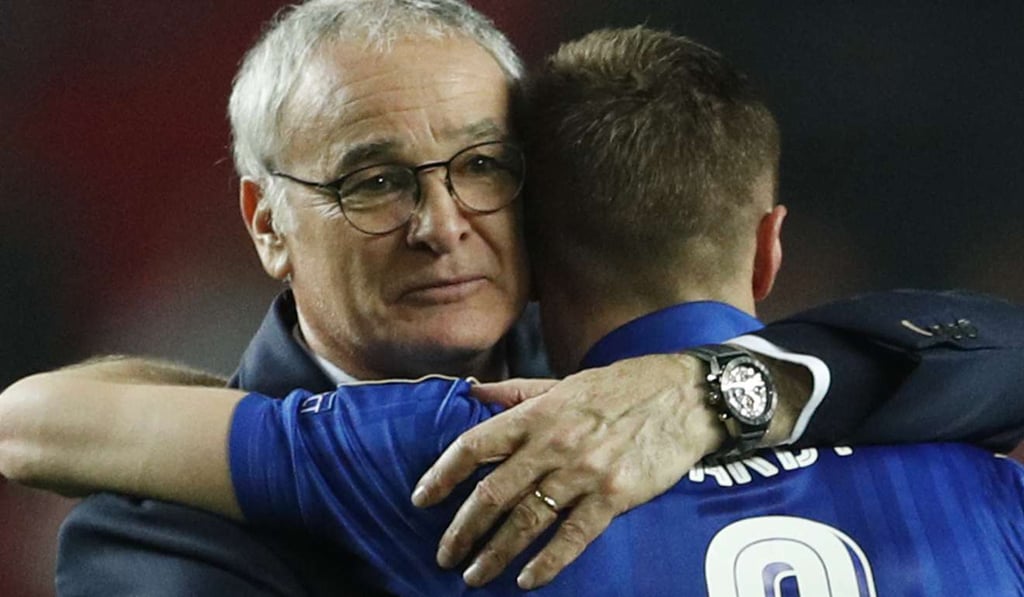 Leicester City manager Claudio Ranieri hugs Jamie Vardy during his time in charge. Photo: Reuters