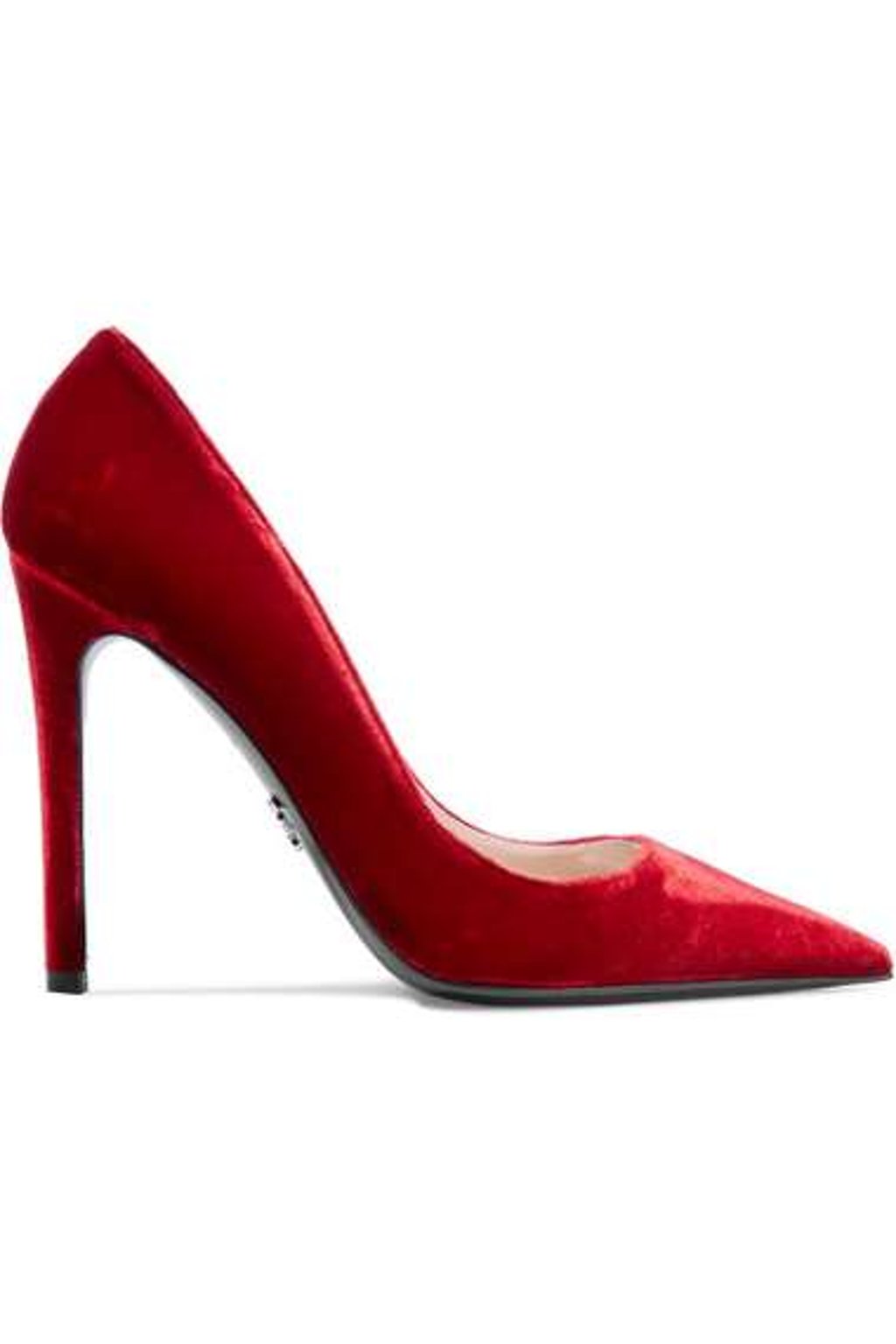 Prada's iconic pumps are rendered in lush velvet.