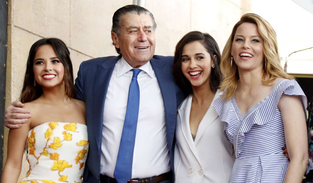 Saban with Power Rangers actresses (from left) Becky G, Naomi Scott and Elizabeth Banks after his star was unveiled on the Hollywood Walk of Fame. Photo: Paul Buck Saban with Power Rangers actresses (from left) Becky G, Naomi Scott and Elizabeth Banks after his star was unveiled on the Hollywood Walk of Fame. Photo: Paul Buck