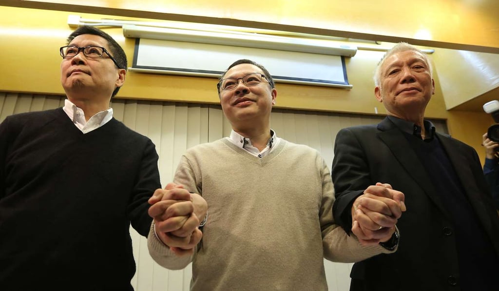 Occupy Central co-founders Dr Chan Kin-man (left), Benny Tai Yiu-ting, and Reverend Chu Yiu-ming. Photo: Sam Tsang