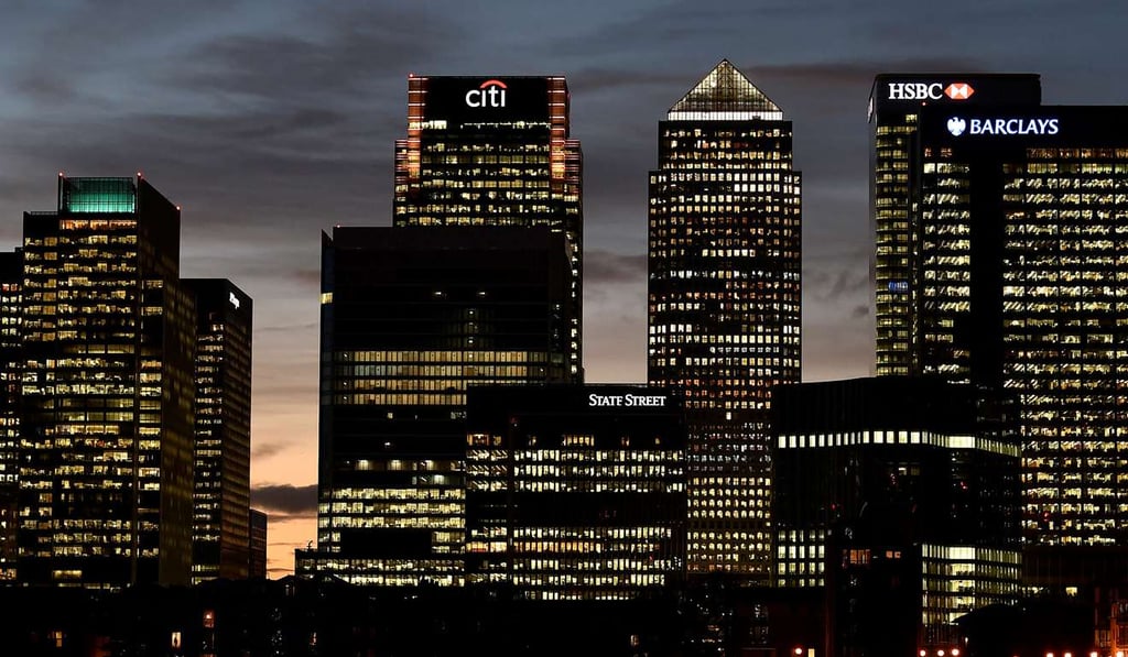 The Canary Wharf financial district where many major banks have their headquarters for Europe is seen at dusk in London as these institutions prepare for the disruption of Britain leaving the EU. Photo: Reuters