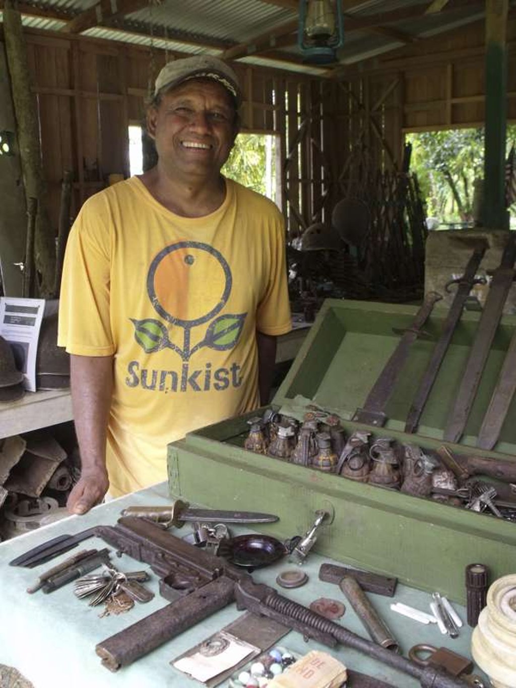 Alphy Paulsen with some of the exhibits from his private museum.