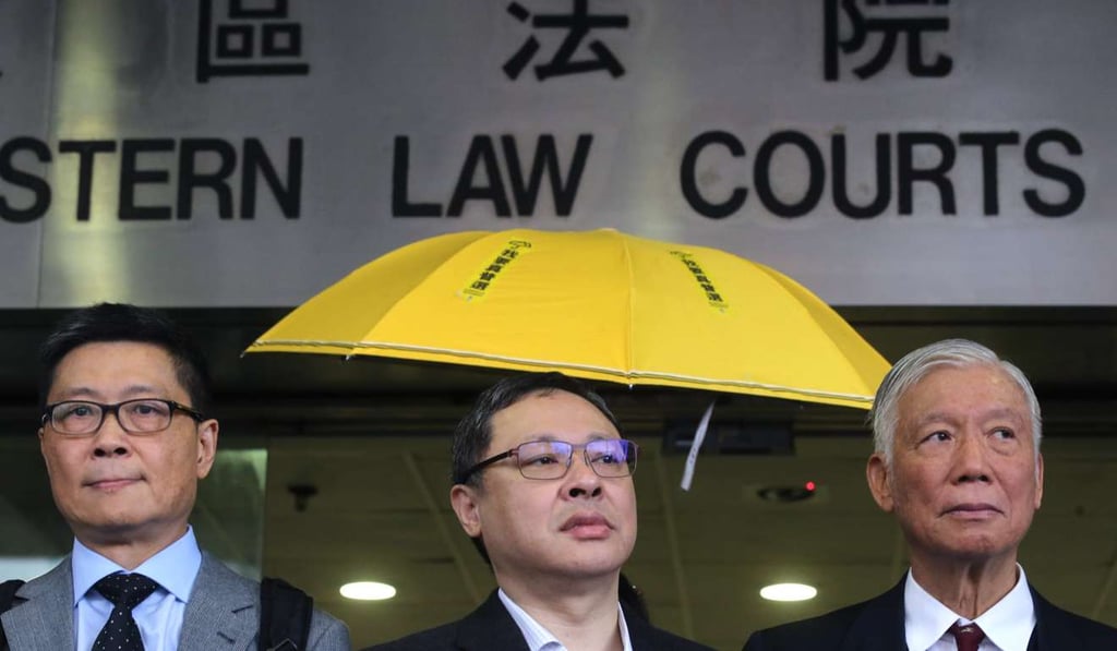 (From left) Occupy founding trio Chan Kin-man, Benny Tai Yiu-ting and Chu Yiu-ming attend court. Photo: Dickson Lee