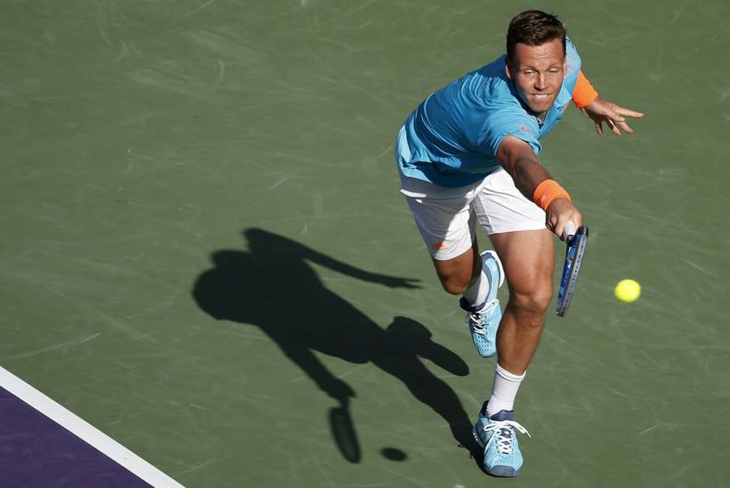 Berdych double-faulted at a critical juncture in the quarter-final clash. Photo: EPA