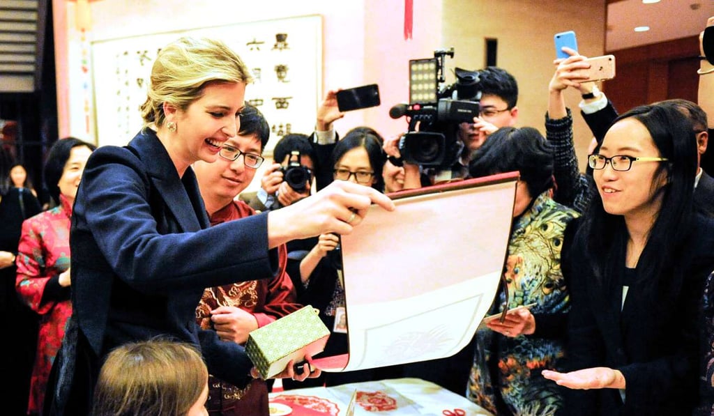 Ivanka Trump attends the Chinese embassy's Lunar New Year reception with her daughter, Arabella, in Washington, on February. Photo: Xinhua