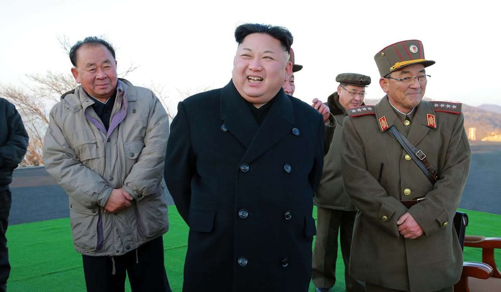 North Korean leader Kim Jong-Un apparently supervising the launch of four ballistic missiles during a military drill earlier this month. Photo: AFP