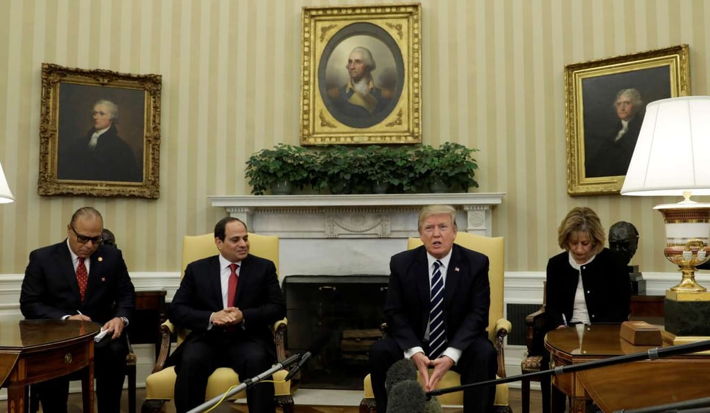 US President Donald Trump speaks during his meeting with Egyptian President Abdel Fattah al-Sisi. Photo: Reuters