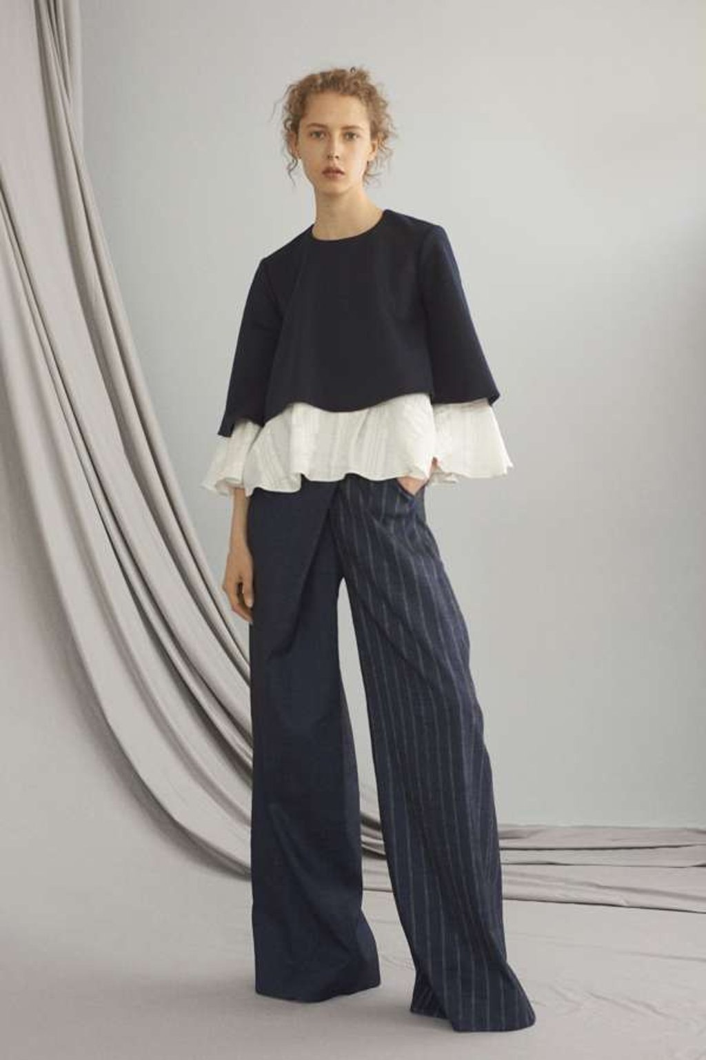 Deconstructed wide-leg trousers by Adeam. Deconstructed wide-leg trousers by Adeam.