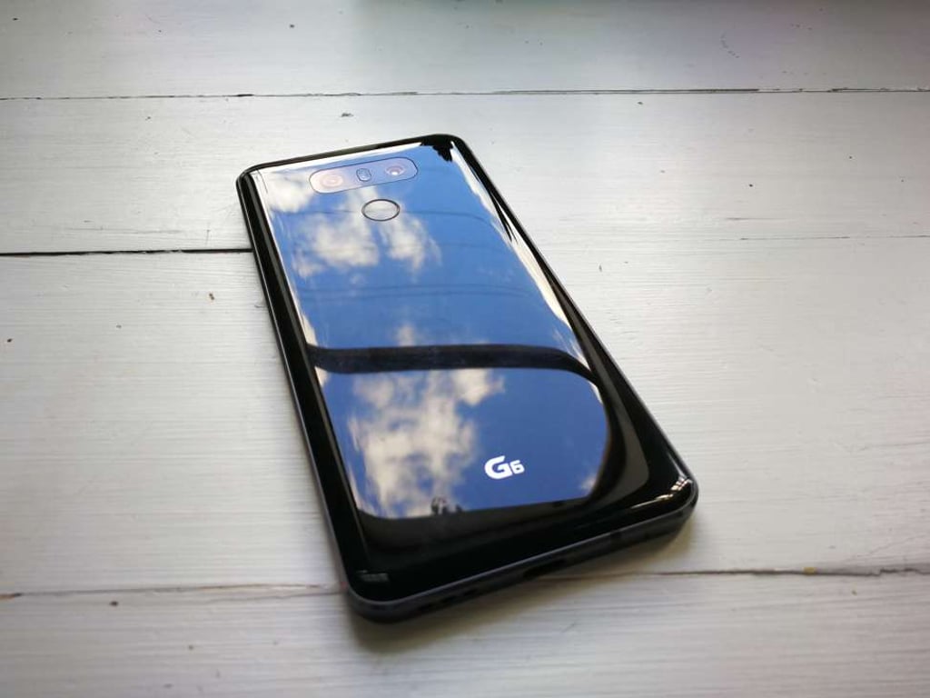 The LG G6 has a shiny glass back. Photo: Ben Sin