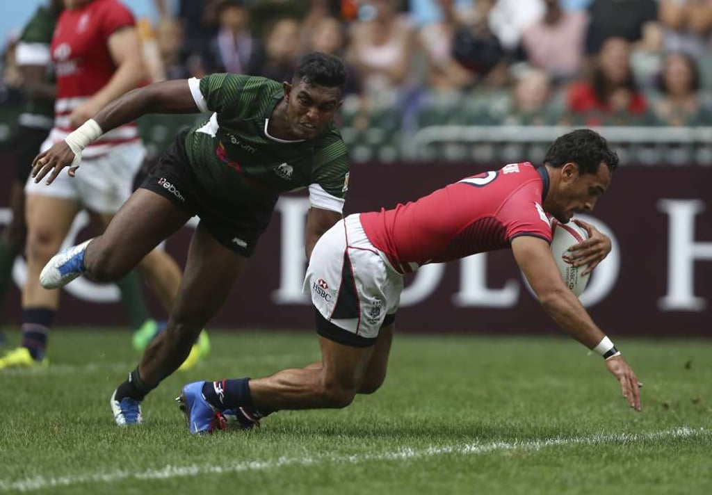 Ben Rimene scores against Sri Lanka. Photo: Jonathan Wong
