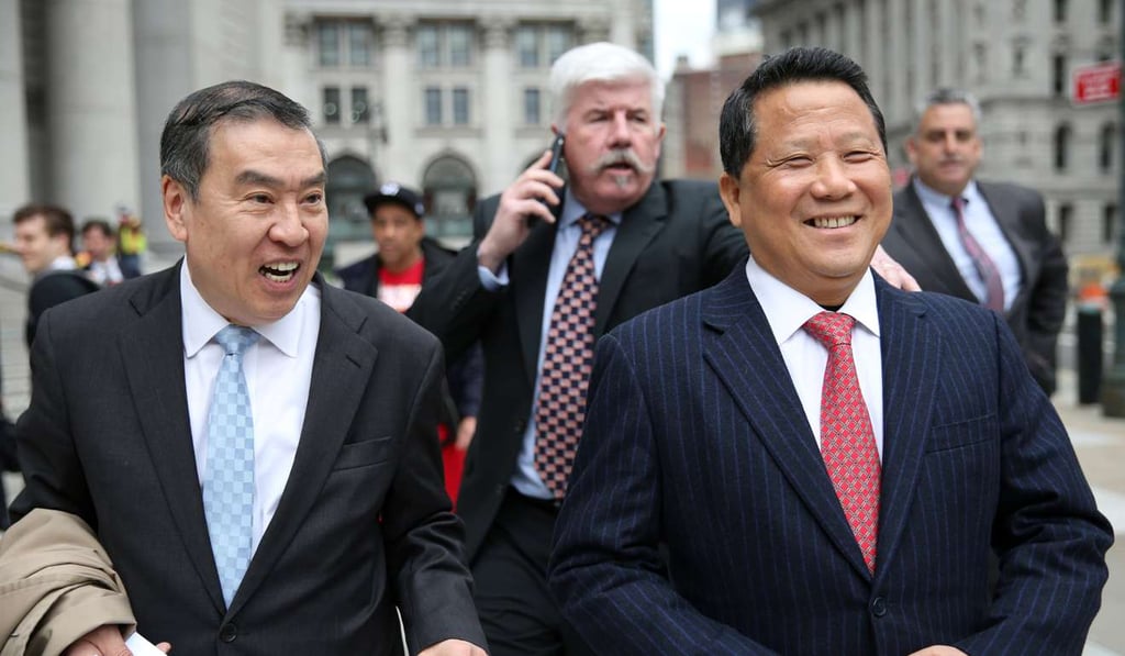 Macau billionaire property developer Ng Lap-seng (right) outside the Manhattan courthouse on April 7, 2017. Photo: Reuters