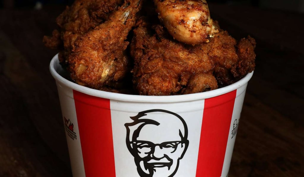 A Kentucky Fried Chicken (KFC) bucket of mixed fried and grilled chicken. The chain is phasing out chickens using antibiotics. Photo: Reuters