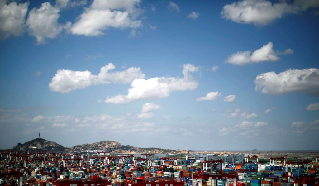 A container area at the Yangshan Deep Water Port, south of Shanghai. Photo: Reuters
