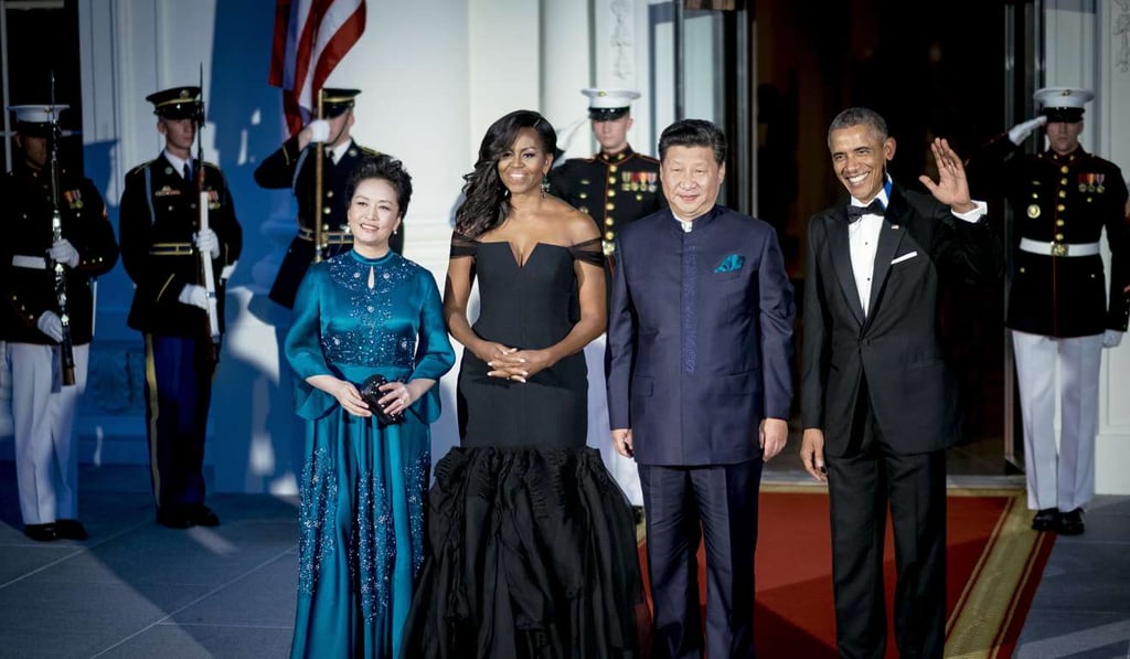 Chinese first lady Peng Liyuan with former US first lady Michelle Obama, former US president Barack Obama and Chinese President Xi Jinping at the White House in September 2015. Photo: Bloomberg