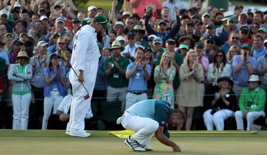 Sergio Garcia of Spain celebrates after defeating Justin Rose (not pictured) on the first play-off hole. Photo: AFP