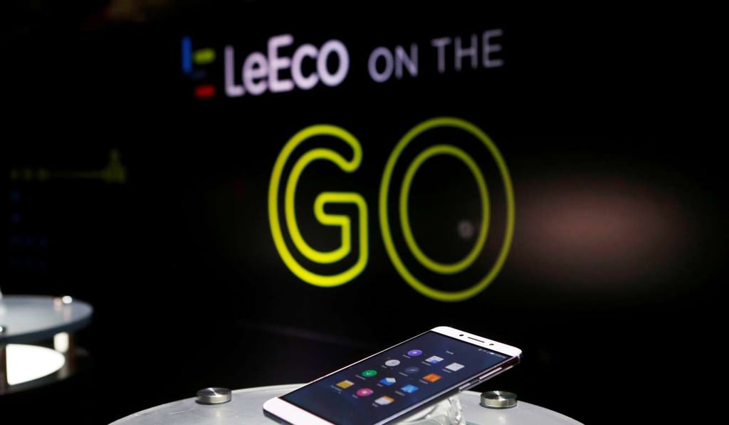 LeEco's new Le Pro3 phone is on display during a press event in San Francisco, California, last year. The company gave up on its bid for TV maker Vizio. Photo: Reuters
