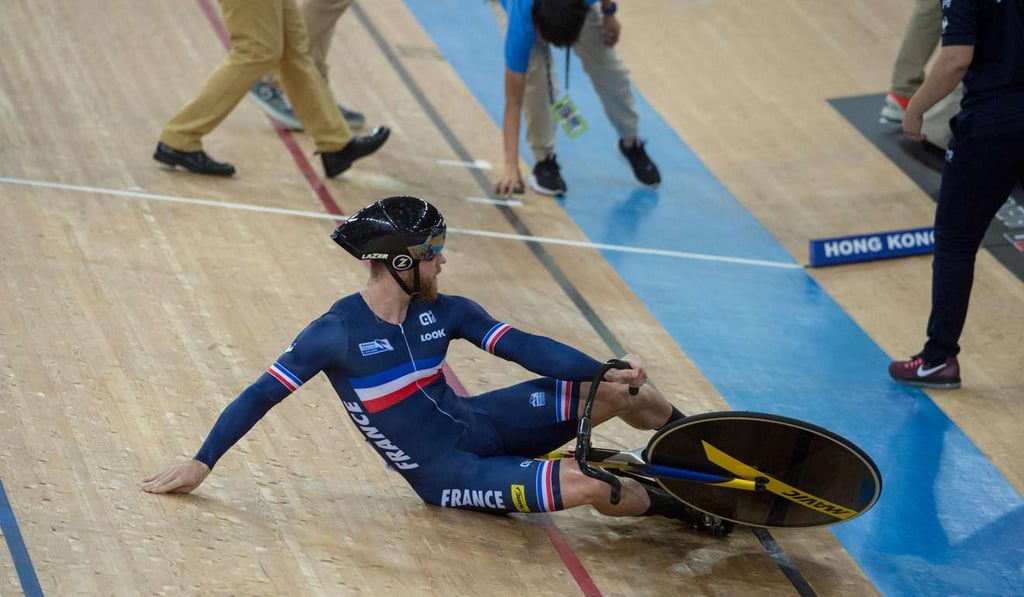 France's Benjamin Edelin falls at the start of the men's team sprint first round. Photo: AFP France's Benjamin Edelin falls at the start of the men's team sprint first round. Photo: AFP