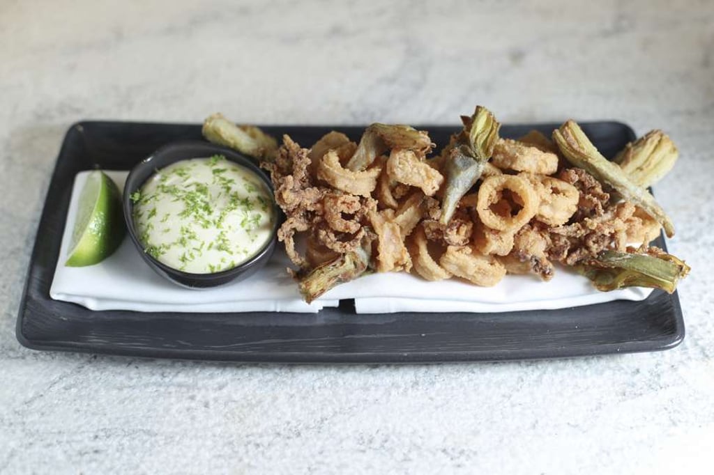Deep fried baby squid and artichokes. Photo: Nora Tam