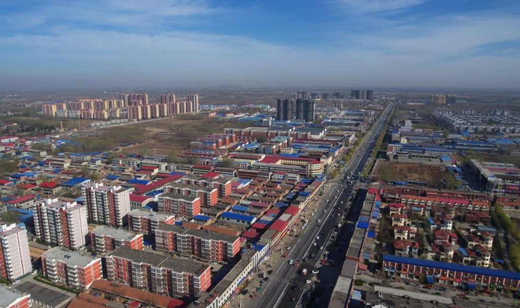 An aerial photo taken on April 1, 2017 shows Xiongxian County, in China's Hebei province. Photo: Xinhua