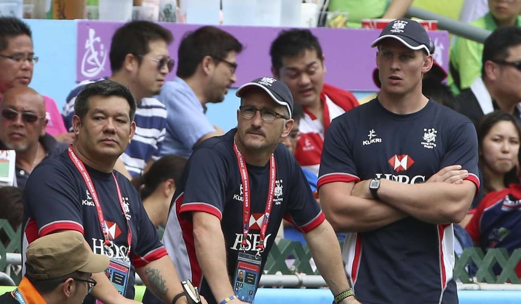 Hong Kong coach Paul John (centre) wants his side to play without pressure at the Singapore Sevens. Photo: Jonathan Wong