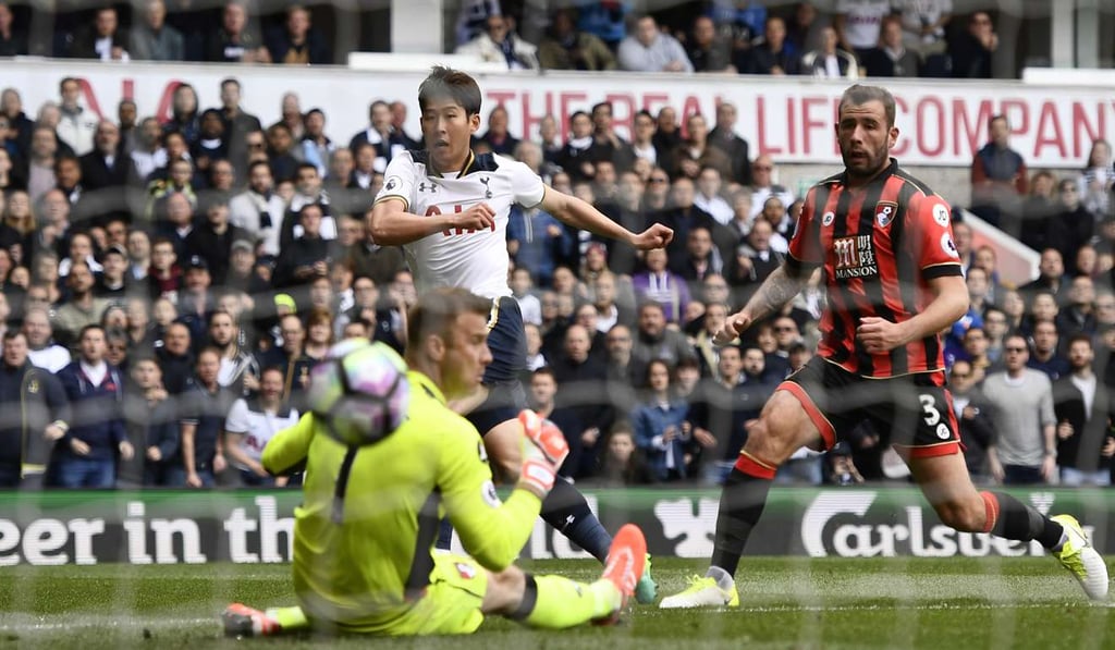 Tottenham Hotspurs’ Son Heung-min scores their second goal. Photo: Reuters