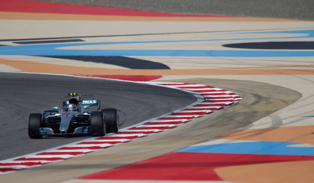 Valtteri Bottas on his way to pole at the Bahrain Grand Prix. Photo: Reuters