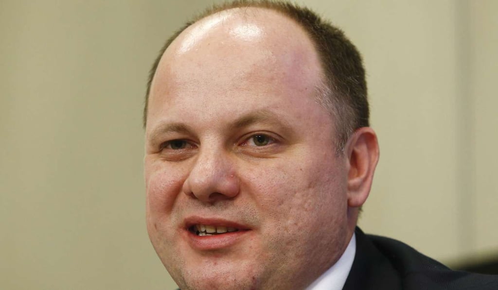 Alexei Dotsenko, deputy head of Russian anti-monopoly watchdog FAS, speaks during a news conference, dedicated to the case of FAS and Alphabet Inc's Google over the Android operating system, in Moscow, Russia. Photo: Reuters