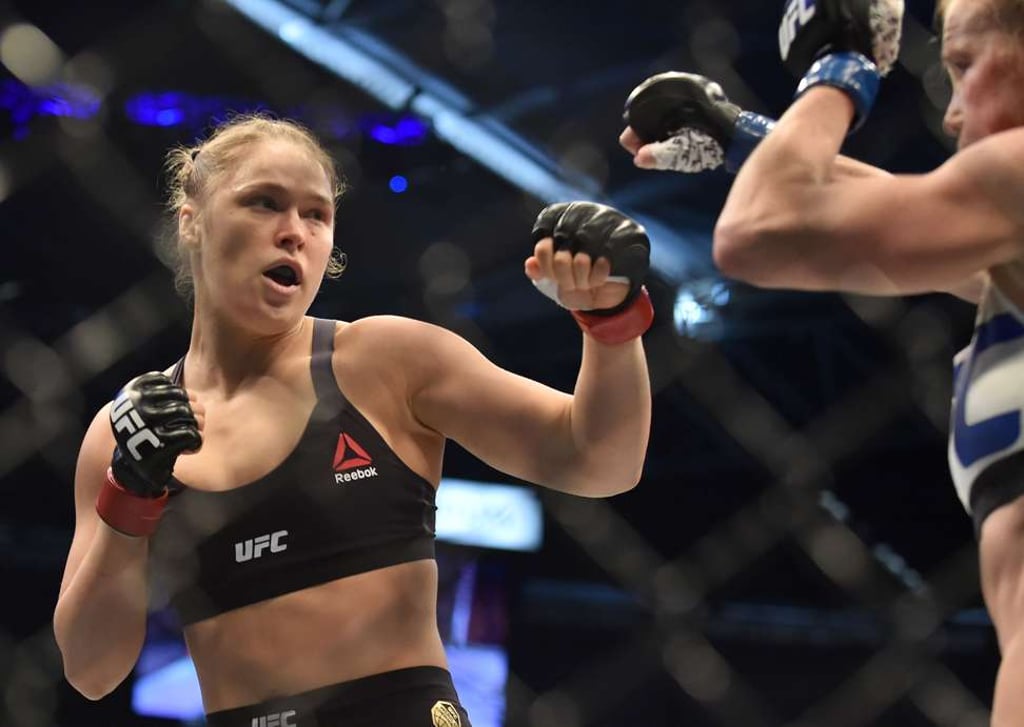 The defeat of Ronda Rousey was Holm’s finest hour and with three losses since then, she risks having it define her career. Photo: AFP The defeat of Ronda Rousey was Holm’s finest hour and with three losses since then, she risks having it define her career. Photo: AFP