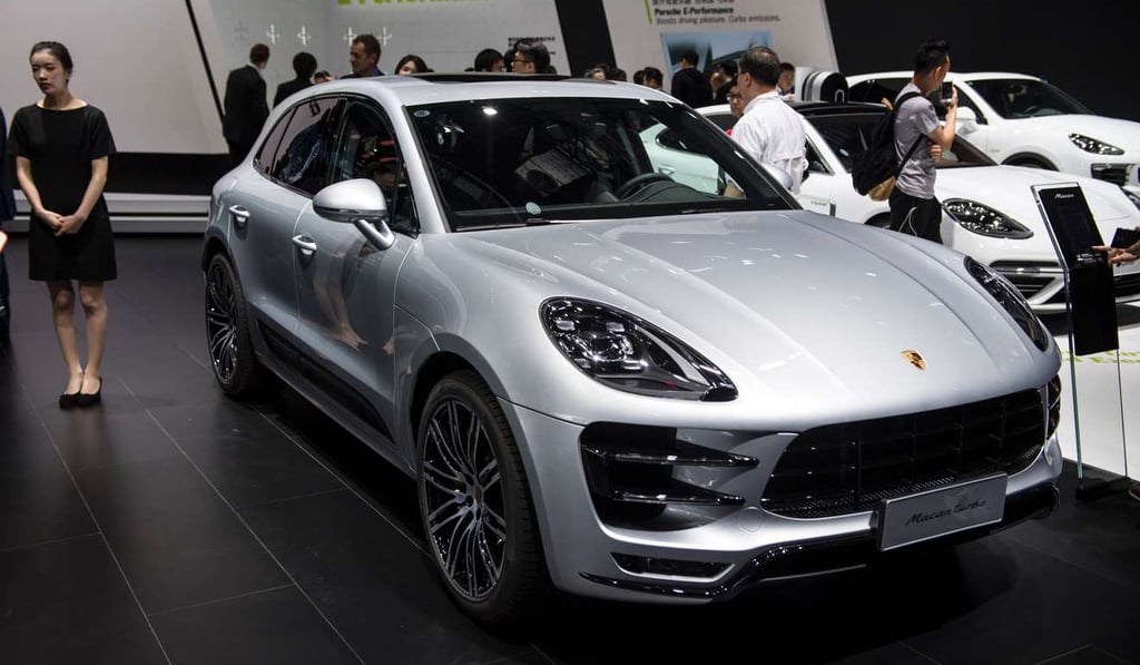A Porsche Macan turbo car pictured during the media day of the 17th Shanghai International Automobile Industry Exhibition in Shanghai. Photo: AFP
