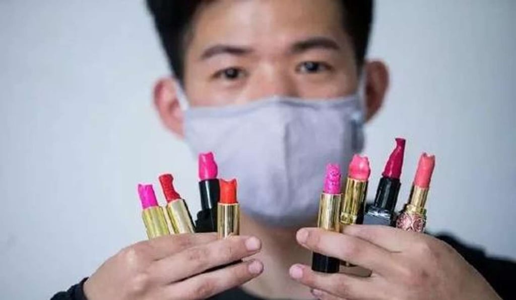 Wang displays some of the pricey lipstick. Photo: Handout