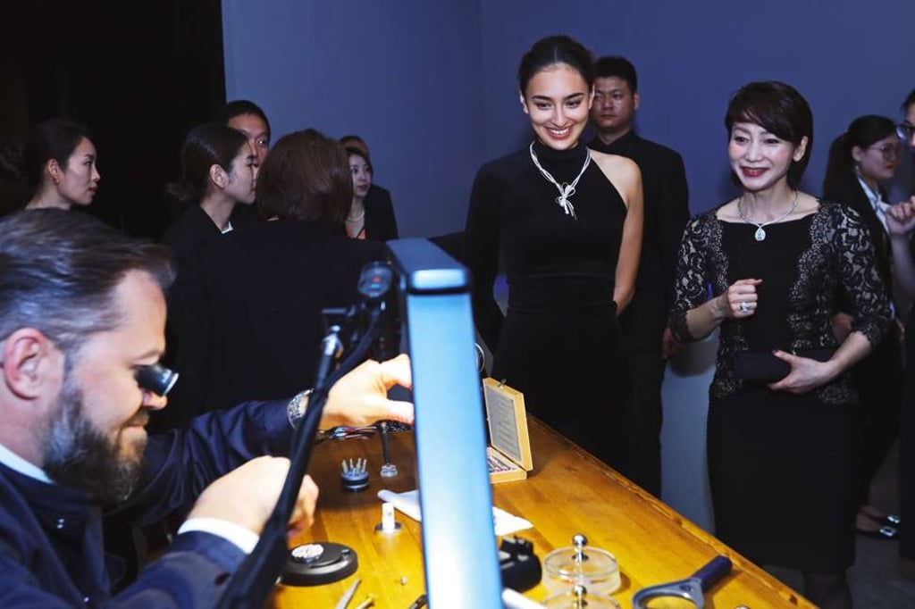 Japanese model Jun Hasegawa was interested to see how the jewellery was made