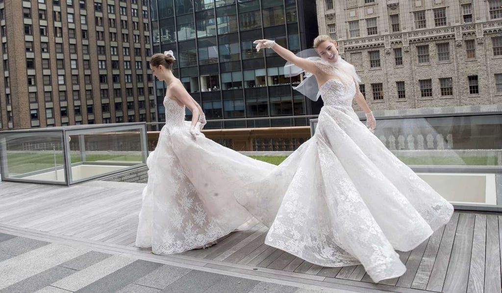 Looks from the Monique Lhuillier bridal collection at Bridal Fashion Week in New York. Photo: AP Looks from the Monique Lhuillier bridal collection at Bridal Fashion Week in New York. Photo: AP