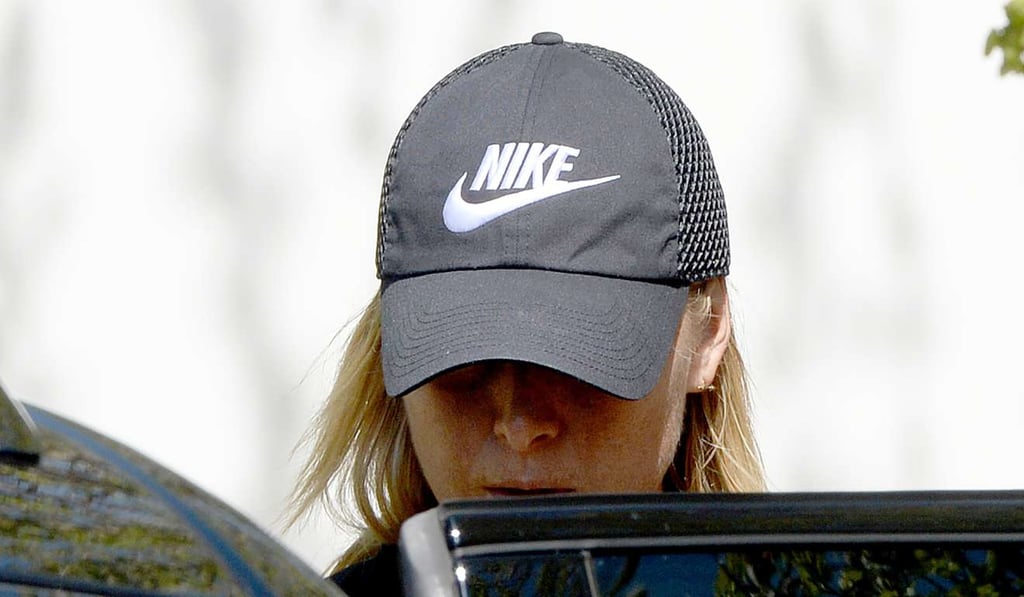 Maria Sharapova arrives at a public club in Stuttgart for a training session this week. Photo: AFP