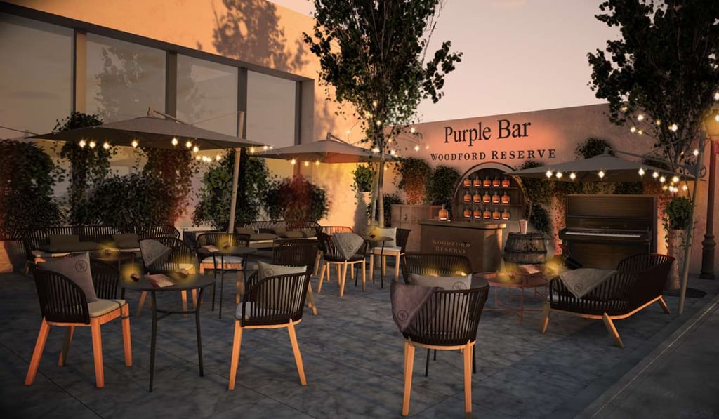 The smoky bourbon cocktails on offer at the Purple Bar terrace are the result of a collaboration between Hotel du Collectionneur and Woodford Reserve.