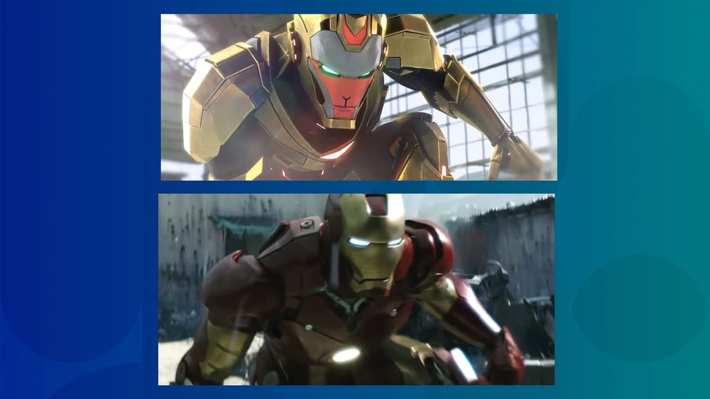 Looks familiar? Armored Monkey King (top) versus Iron Man (bottom). (Picture: Tencent Video/Marvel Studios/Fairview Entertainment)