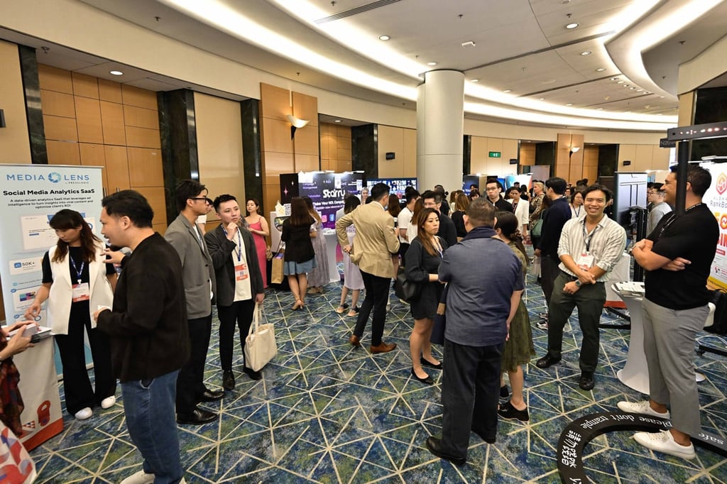 The exhibition area showcases local start-up AI and advertising technology solutions The exhibition area showcases local start-up AI and advertising technology solutions