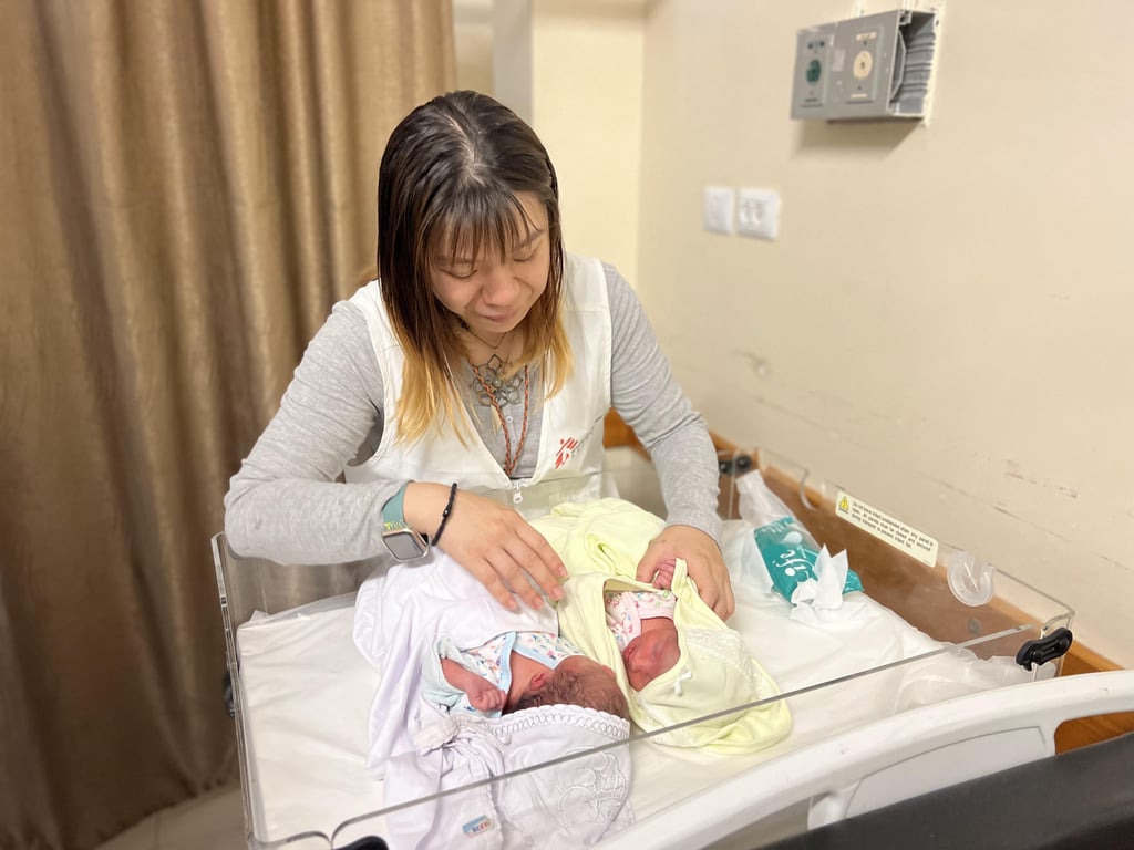 Krystal checked on newborn babies at Nasser Hospital.