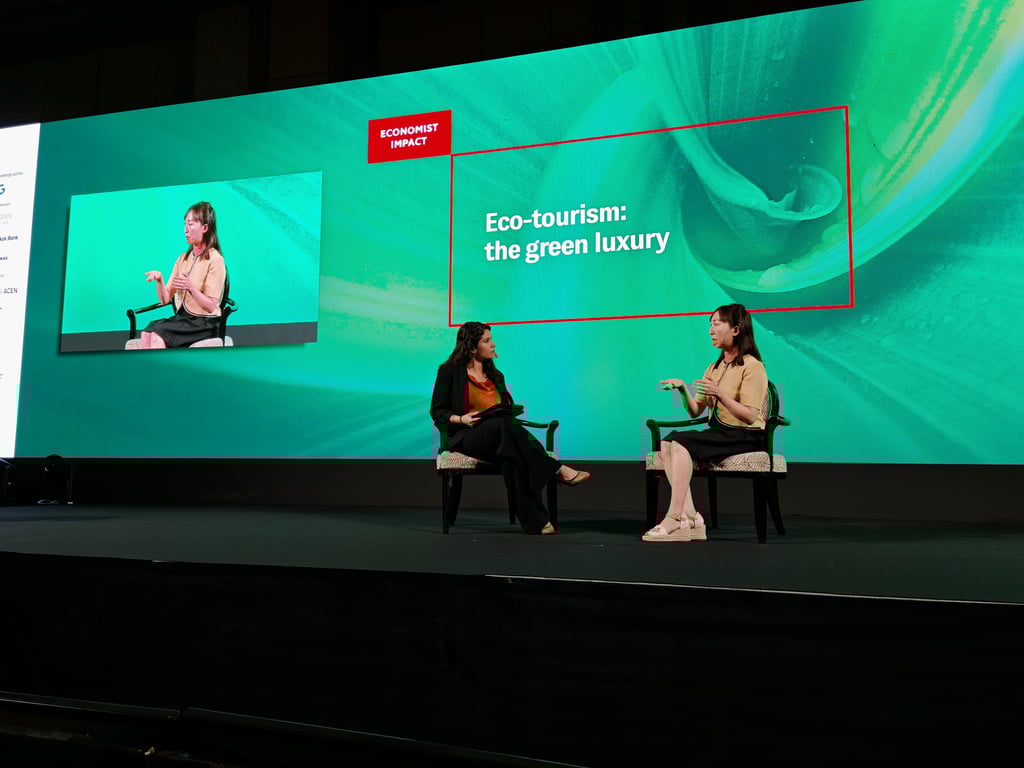 Professor Lisa Wan speaks during the Spotlight Interview at Economist Impact’s Sustainability Week Asia 2025, demonstrating how she is translating her sustainable tourism research into real-world impact