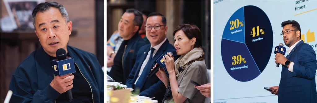 Left (from left to right): Tom Kao, chief executive officer, Publicis Groupe Hong Kong; Simone Tam, chief executive officer, Greater Bay Area, dentsu; Akhil Gupta, director, market strategy & understanding, Ipsos Hong Kong. Left (from left to right): Tom Kao, chief executive officer, Publicis Groupe Hong Kong; Simone Tam, chief executive officer, Greater Bay Area, dentsu; Akhil Gupta, director, market strategy & understanding, Ipsos Hong Kong.