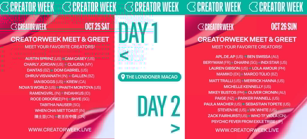 Exclusive Fan Meet & Greets — 2 Days Up Close with Your Favorite Creators!