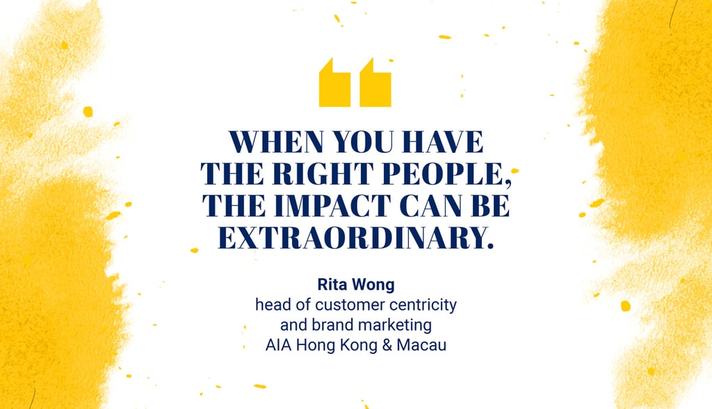 Rita Wong, head of customer centricity and brand marketing, AIA Hong Kong & Macau Rita Wong, head of customer centricity and brand marketing, AIA Hong Kong & Macau