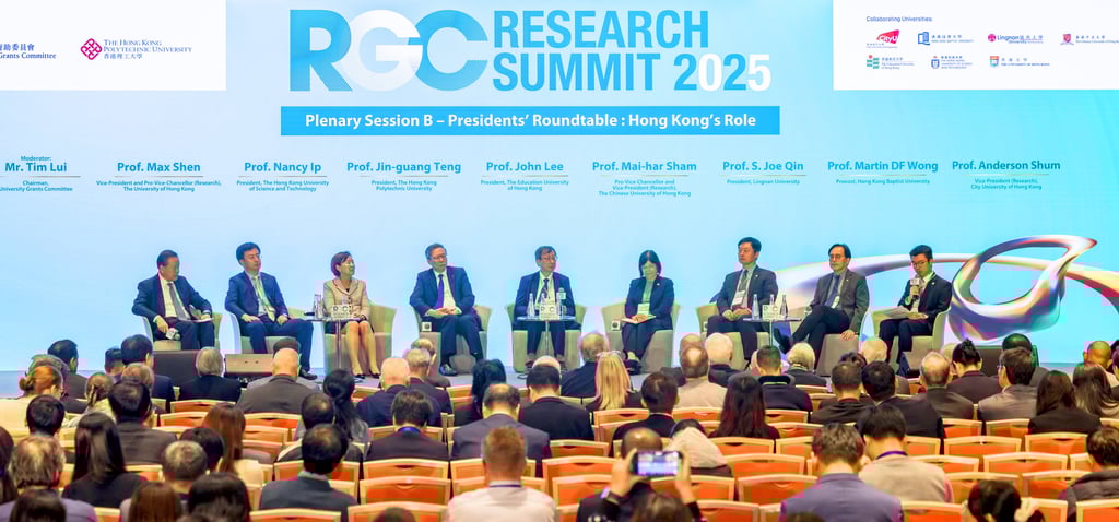 University presidents and senior leaders from the eight UGC-funded institutions take part in a roundtable discussion on collaboration, talent development and Hong Kong’s role in research.