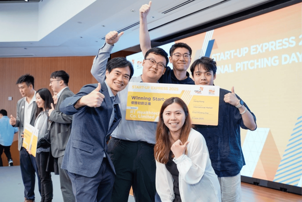 Team members from RT Healthtech Co. Limited celebrated after being named a winning start-up at the Start-up Express 2025 Final Pitching Day on June 11, 2025.