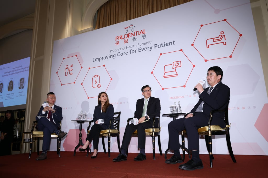 From left: Dicky Chow (moderator), Candy Au Yeung (Chief Customer Operations and Health Officer, Prudential Hong Kong), Alex Lam (Chairman, Hong Kong Patients’ Voices), and Dr Chung Kin Lai (CEO, CUHK Medical Centre). The panel explores how better guidance and system integration can reduce confusion for patients and families. From left: Dicky Chow (moderator), Candy Au Yeung (Chief Customer Operations and Health Officer, Prudential Hong Kong), Alex Lam (Chairman, Hong Kong Patients’ Voices), and Dr Chung Kin Lai (CEO, CUHK Medical Centre). The panel explores how better guidance and system integration can reduce confusion for patients and families.
