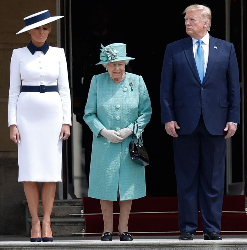 Britain’s Queen Elizabeth (centre) with then US President Donald Trump and First Lady Melania Trump during a welcome ceremony at Buckingham Palace in London, June, 2019. Photo: AFP