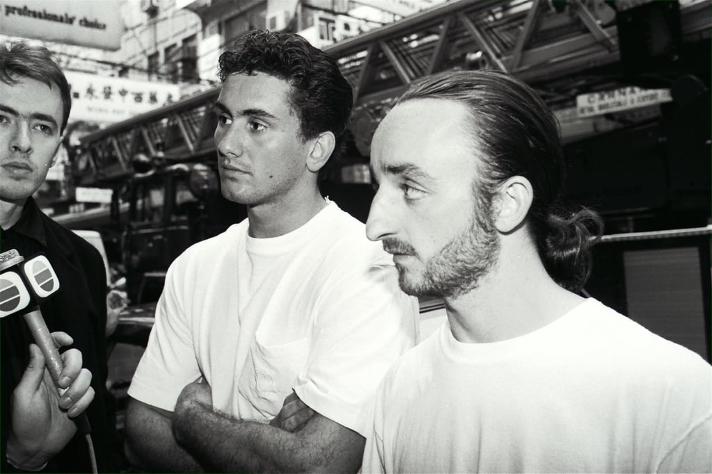 Nick Masters (centre), a British tourist who rushed to help the injured Kenneth Lam after the explosion at the Holiday Inn Golden Mile Hotel. Photo: SCMP