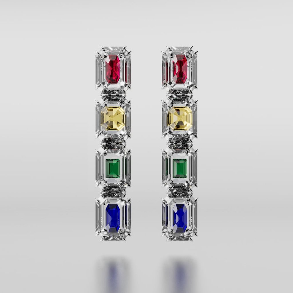 Swarovski earrings designed by Battaglia Engelbert.